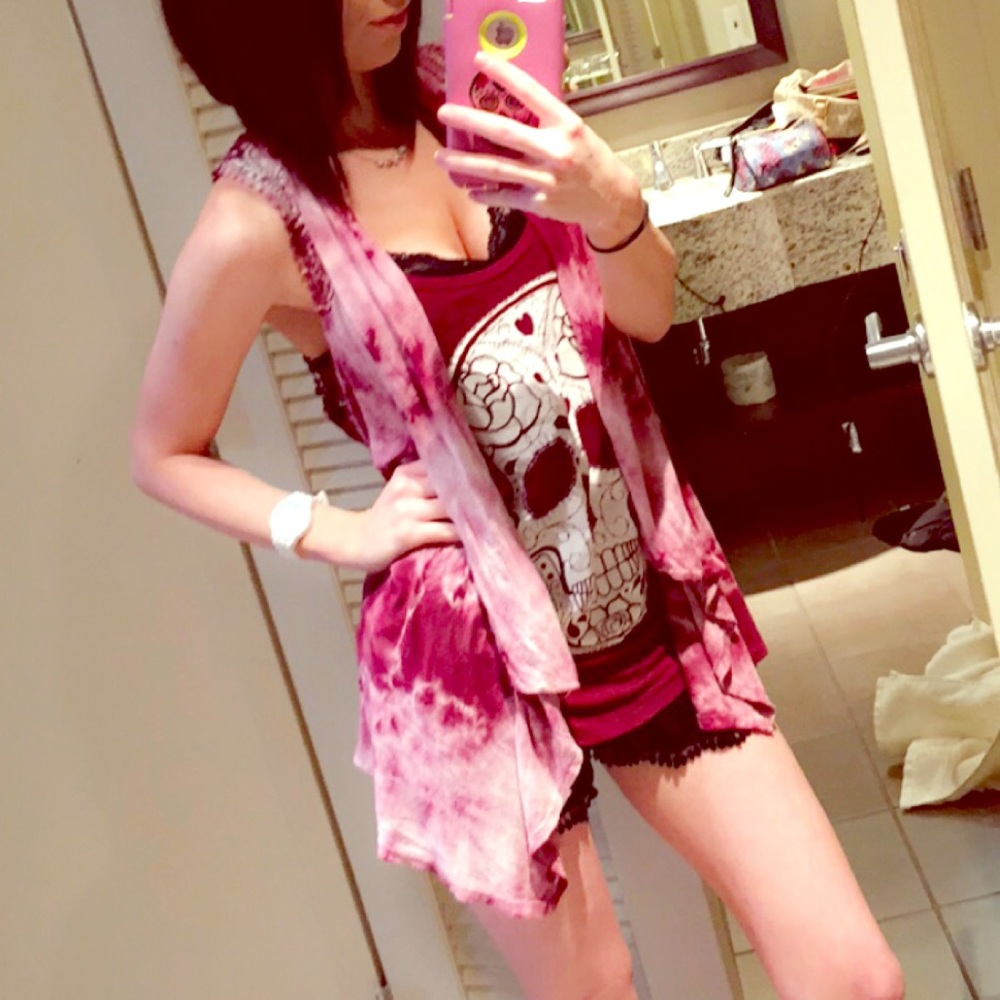 Tie dye sleeveless cardigan